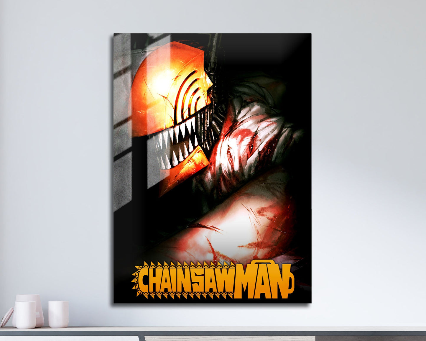 Anime Town Creations Metal Poster Chainsaw Man Cover 5" x 7" Home Goods - Anime Chainsaw Man Metal Poster