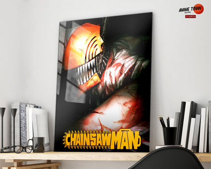 Anime Town Creations Metal Poster Chainsaw Man Cover 11" x 17" Home Goods - Anime Chainsaw Man Metal Poster