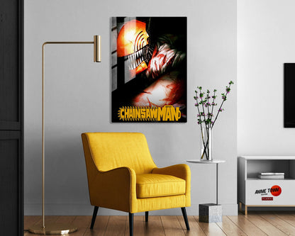 Anime Town Creations Metal Poster Chainsaw Man Cover 24" x 36" Home Goods - Anime Chainsaw Man Metal Poster