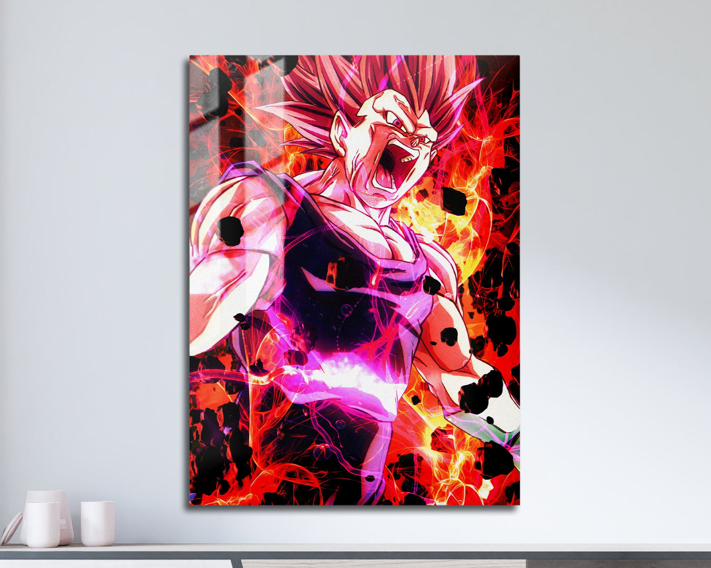 Anime Town Creations Metal Poster Dragon Ball Vegeta Ultra Ego Roar 5" x 7" Home Goods - Anime Dragon Ball Metal Poster