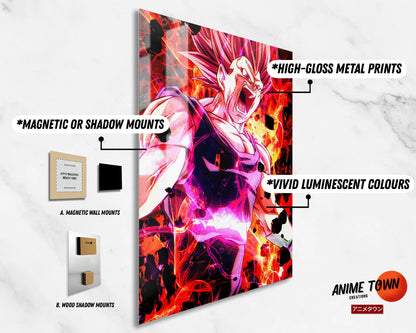 Anime Town Creations Metal Poster Dragon Ball Vegeta Ultra Ego Roar 5" x 7" Home Goods - Anime Dragon Ball Metal Poster