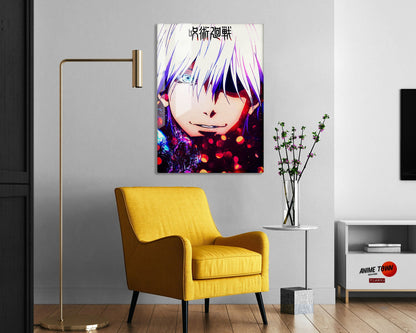 Anime Town Creations Metal Poster Jujutsu Kaisen Gojo Six Eyes 24" x 36" Home Goods - Anime Jujutsu Kaisen Metal Poster