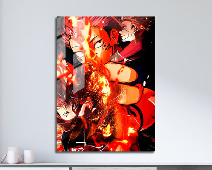 Anime Town Creations Metal Poster Jujutsu Kaisen Itadori Yuji 5" x 7" Home Goods - Anime Jujutsu Kaisen Metal Poster