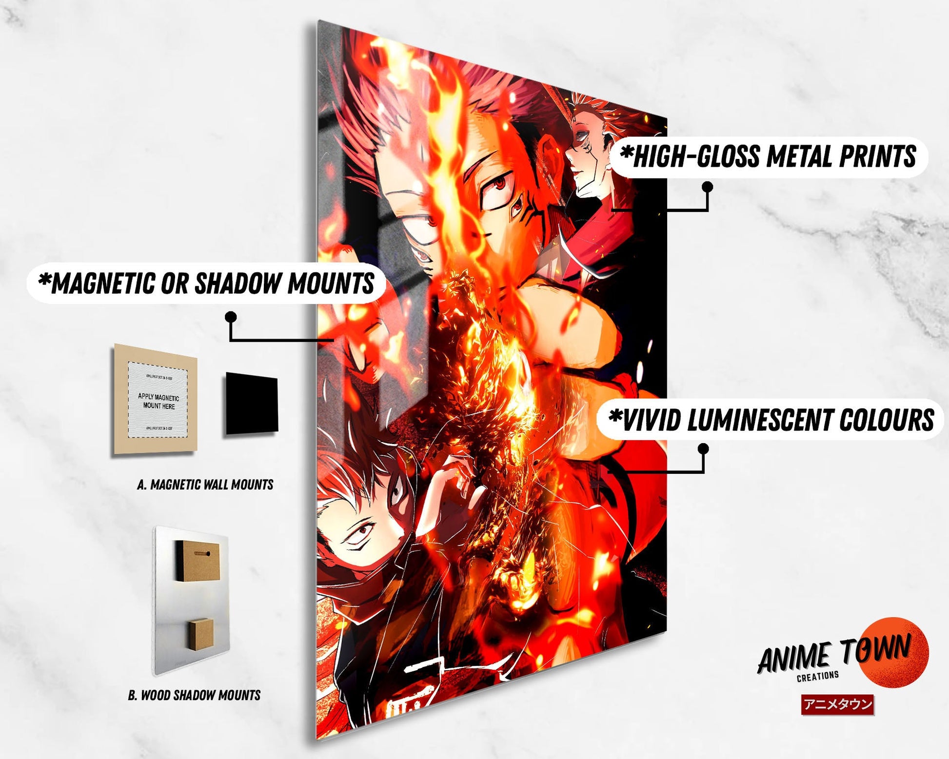 Anime Town Creations Metal Poster Jujutsu Kaisen Itadori Yuji 5" x 7" Home Goods - Anime Jujutsu Kaisen Metal Poster