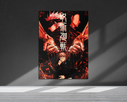 Anime Town Creations Metal Poster Jujutsu Kaisen Minimalist Red 24" x 36" Home Goods - Anime Jujutsu Kaisen Metal Poster