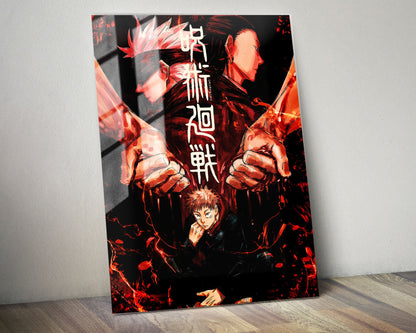 Anime Town Creations Metal Poster Jujutsu Kaisen Minimalist Red 24" x 36" Home Goods - Anime Jujutsu Kaisen Metal Poster