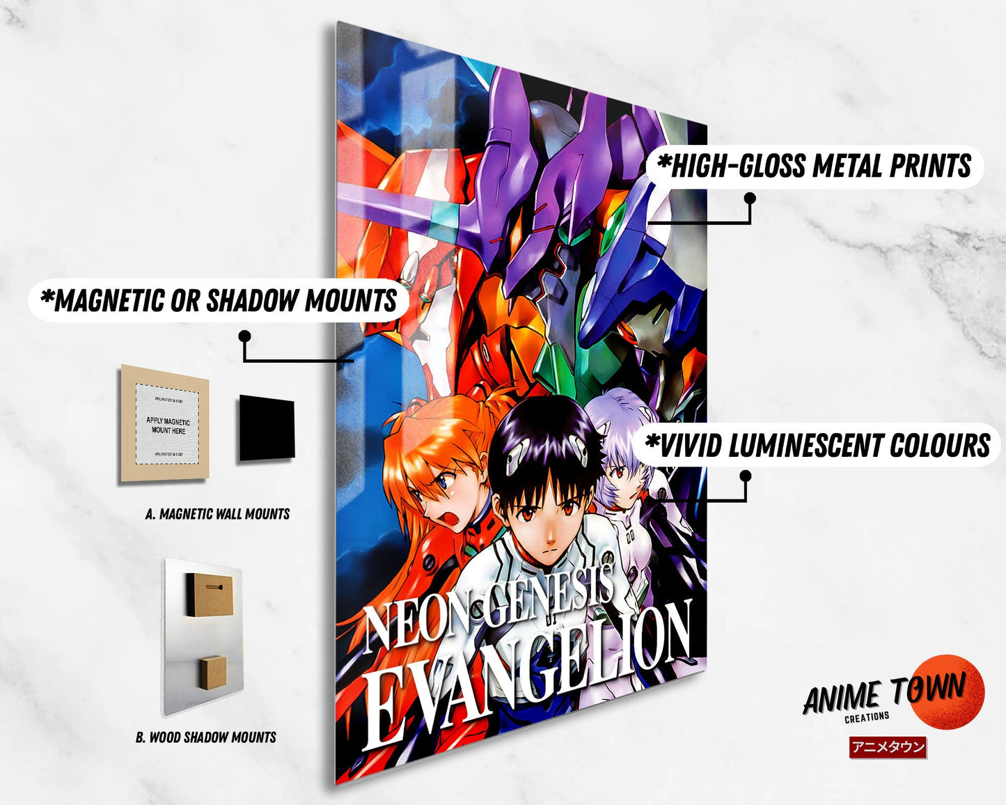 Anime Town Creations Metal Poster Neon Genesis Evangelion 5" x 7" Home Goods - Anime Neon Evangelion Genesis Metal Poster