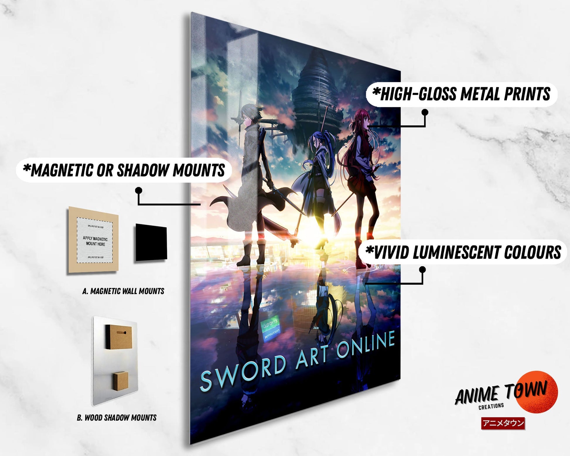 Anime Town Creations Metal Poster Sword Art Online Skyscape 5" x 7" Home Goods - Anime Sword Art Online Metal Poster