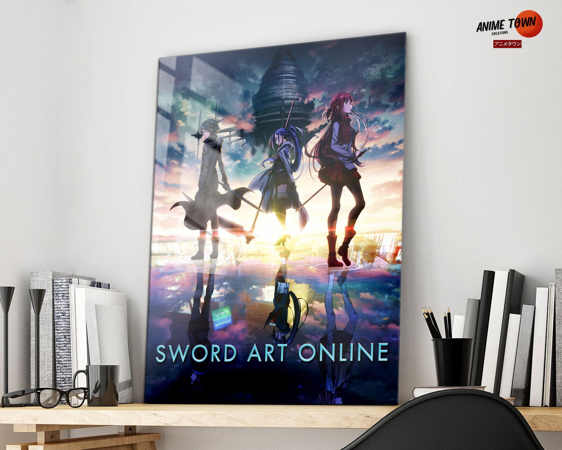 Anime Town Creations Metal Poster Sword Art Online Skyscape 11" x 17" Home Goods - Anime Sword Art Online Metal Poster