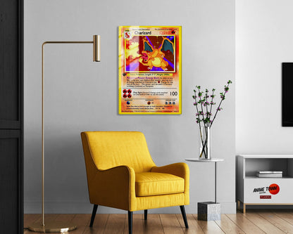 Anime Town Creations Metal Poster Charizard Pokemon Card 5" x 7" Home Goods - Anime Pokemon Metal Poster