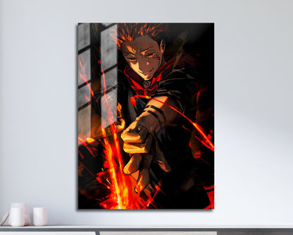 Anime Town Creations Metal Poster Jujutsu Kaisen Sukuna Flame Arrow Fuga 11" x 17" Home Goods - Anime Jujutsu Kaisen Metal Poster