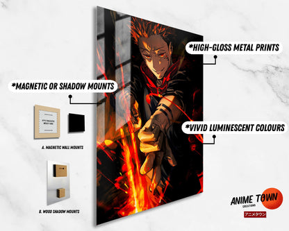 Anime Town Creations Metal Poster Jujutsu Kaisen Sukuna Flame Arrow Fuga 11" x 17" Home Goods - Anime Jujutsu Kaisen Metal Poster