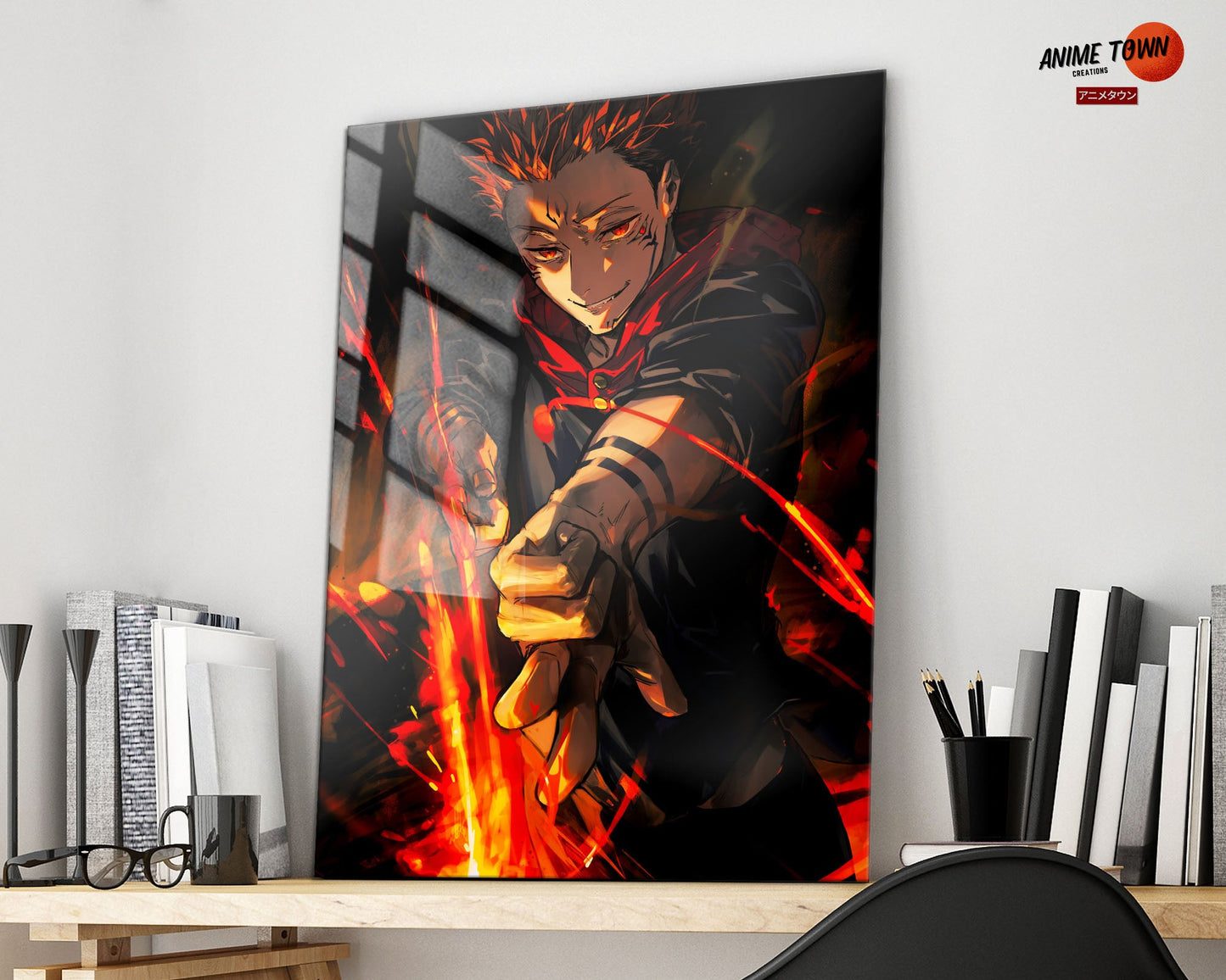 Anime Town Creations Metal Poster Jujutsu Kaisen Sukuna Flame Arrow Fuga 16" x 24" Home Goods - Anime Jujutsu Kaisen Metal Poster