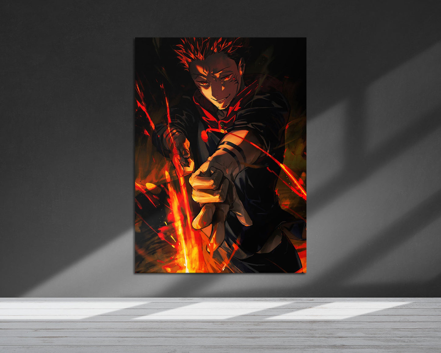 Anime Town Creations Metal Poster Jujutsu Kaisen Sukuna Flame Arrow Fuga 5" x 7" Home Goods - Anime Jujutsu Kaisen Metal Poster