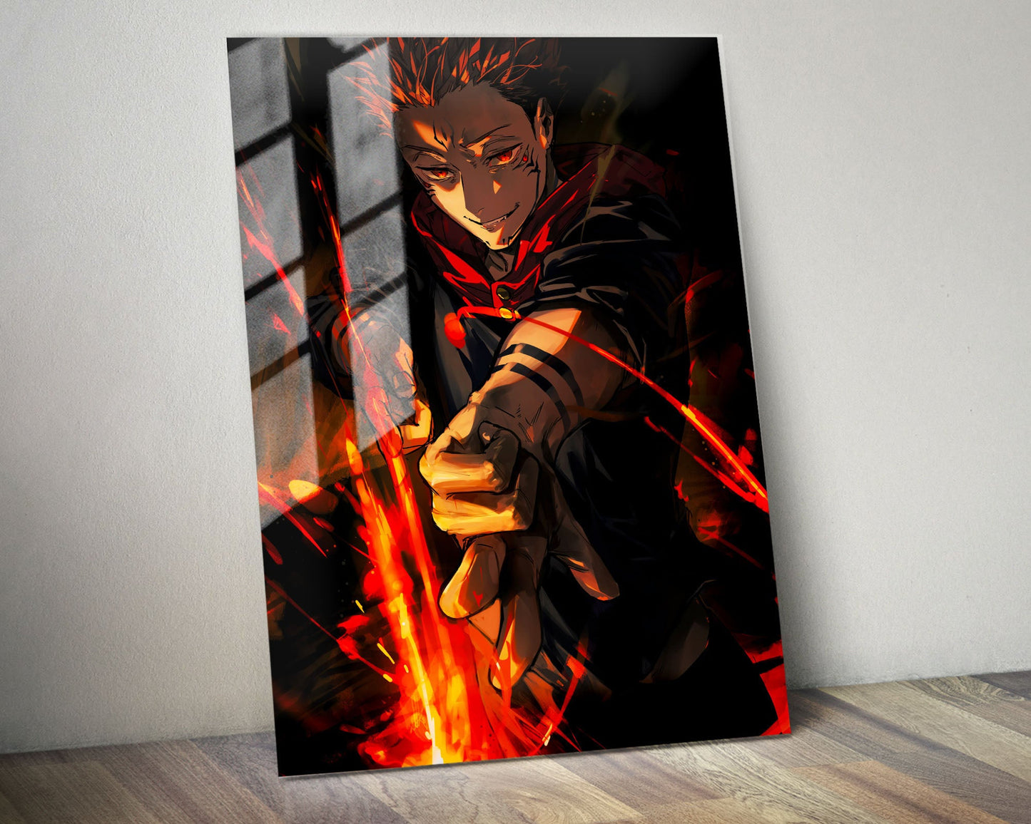 Anime Town Creations Metal Poster Jujutsu Kaisen Sukuna Flame Arrow Fuga 5" x 7" Home Goods - Anime Jujutsu Kaisen Metal Poster