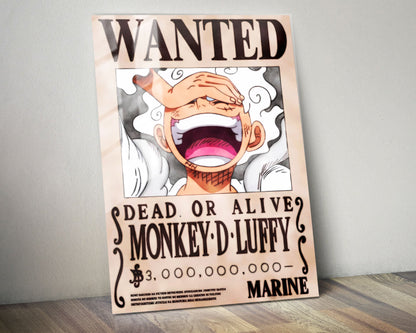 Anime Town Creations Metal Poster One Piece Luffy Gear 5 Wanted 5" x 7" Home Goods - Anime One Piece Metal Poster