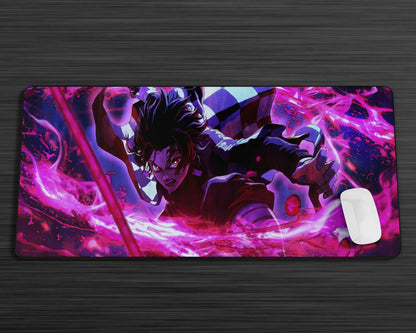 Anime Town Creations Mouse Pad Demon Slayer Tanjiro Kamado Purple Gaming Mouse Pad Accessories - Anime Demon Slayer Gaming Mouse Pad