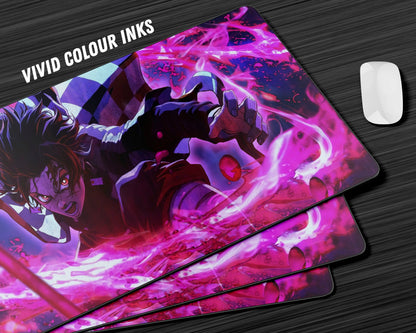 Anime Town Creations Mouse Pad Demon Slayer Tanjiro Kamado Purple Gaming Mouse Pad Accessories - Anime Demon Slayer Gaming Mouse Pad