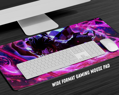 Anime Town Creations Mouse Pad Demon Slayer Tanjiro Kamado Purple Gaming Mouse Pad Accessories - Anime Demon Slayer Gaming Mouse Pad