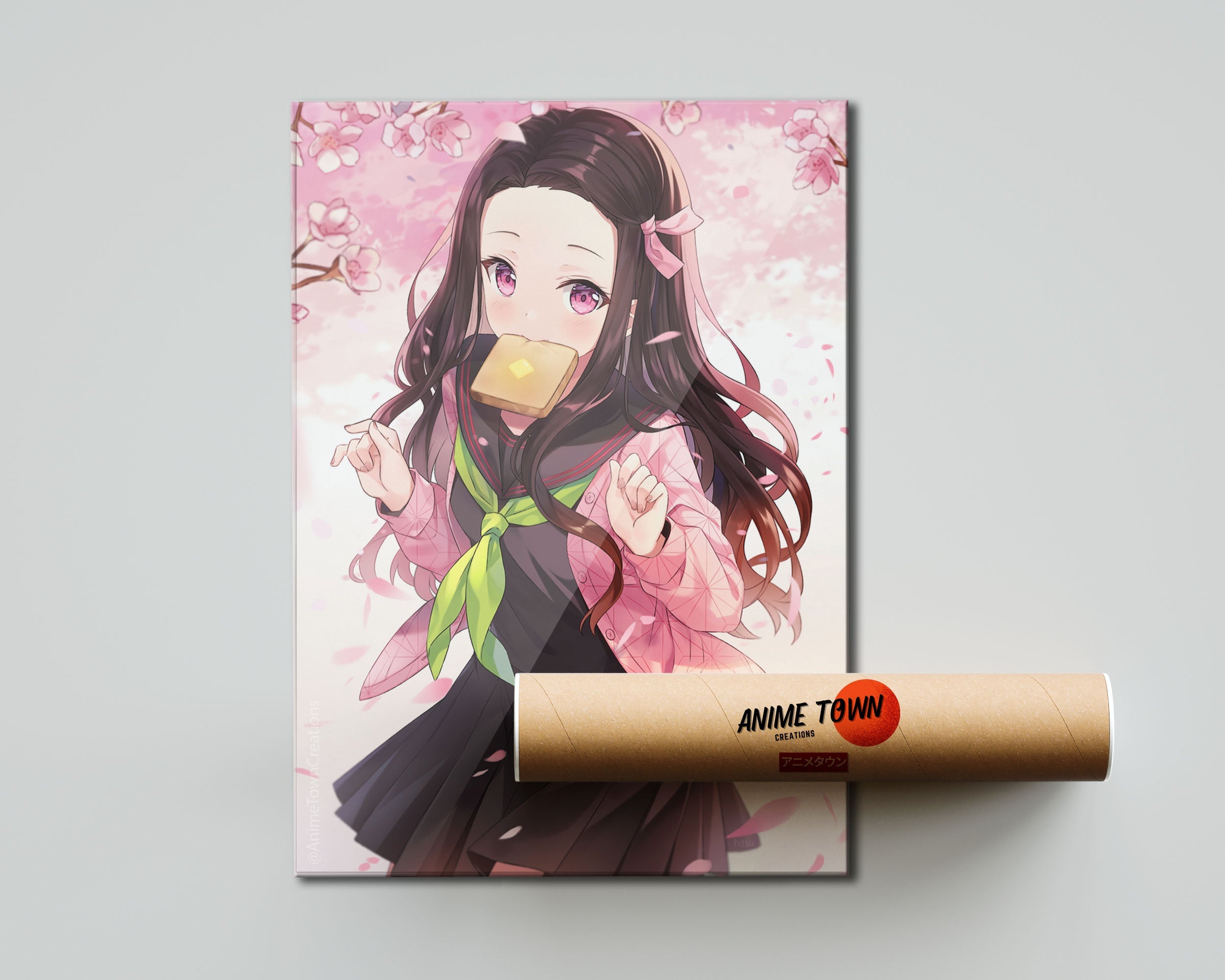 Demon Slayer Nezuko Cute Cherry Blossoms Poster Poster – Anime Town ...