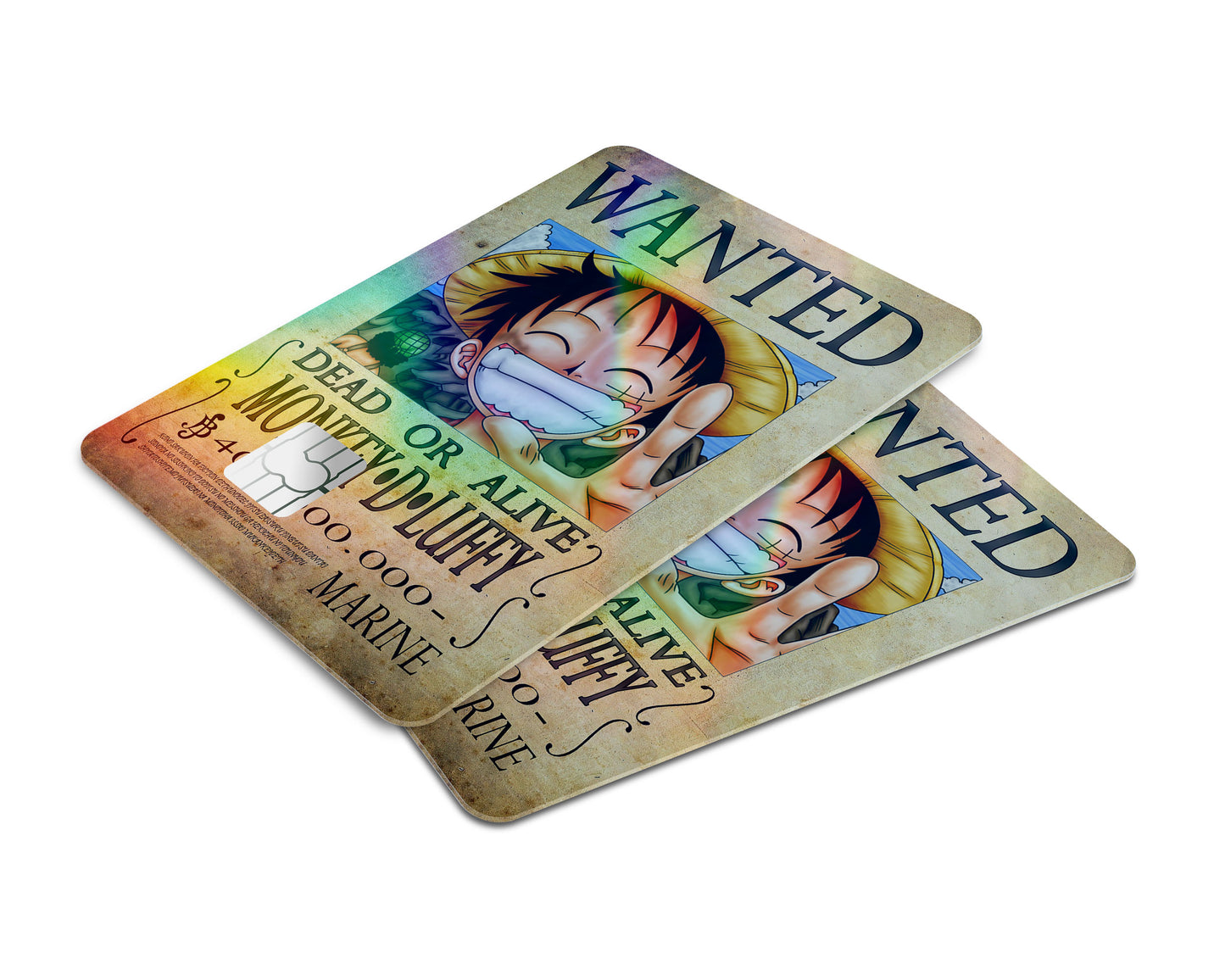 One Piece Luffy Wanted Poster Holographic Credit Card Skin