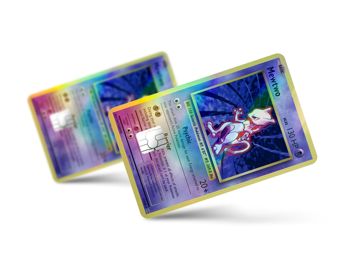 Mewtwo Pokemon Card Holographic Credit Card Skin