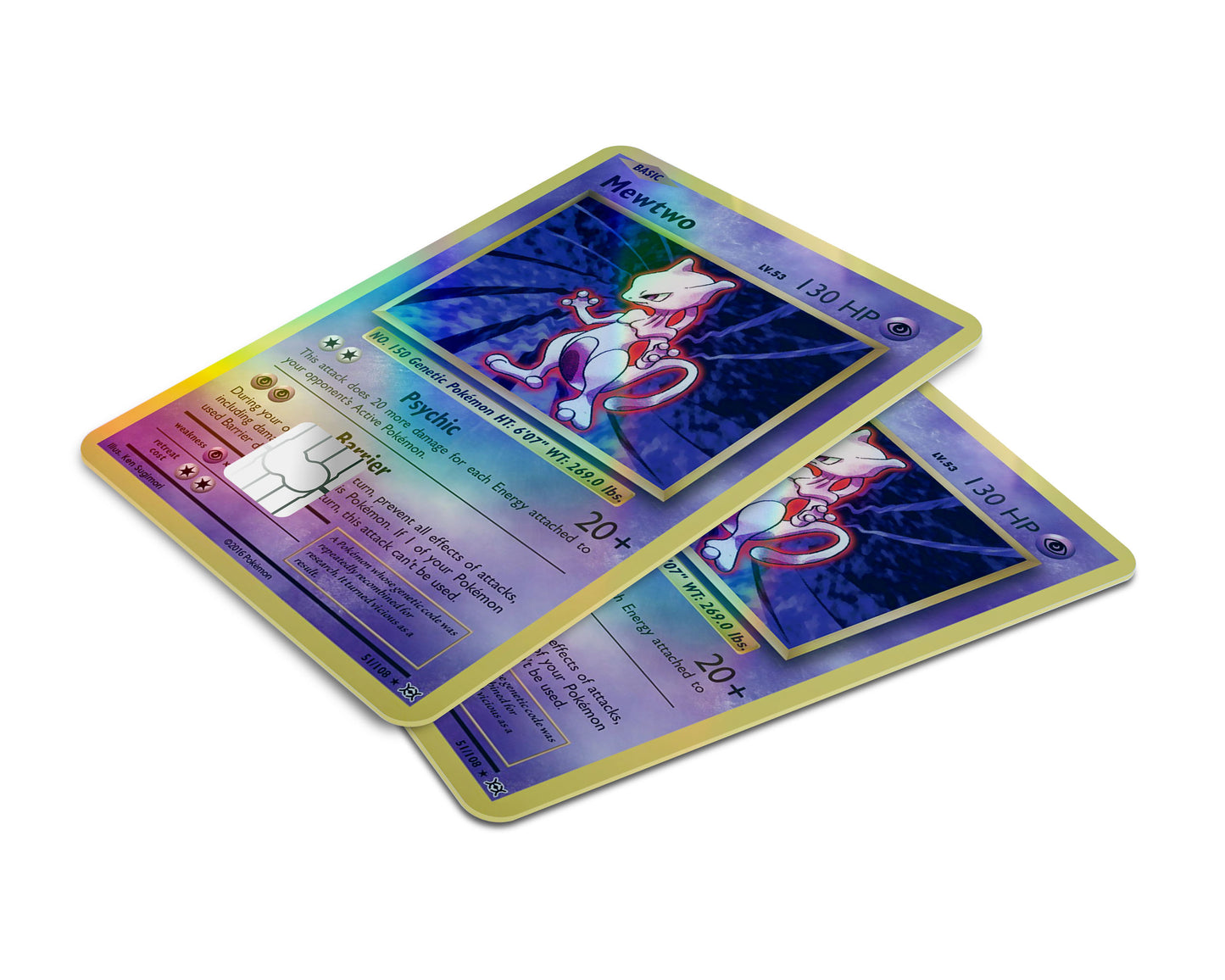 Mewtwo Pokemon Card Holographic Credit Card Skin