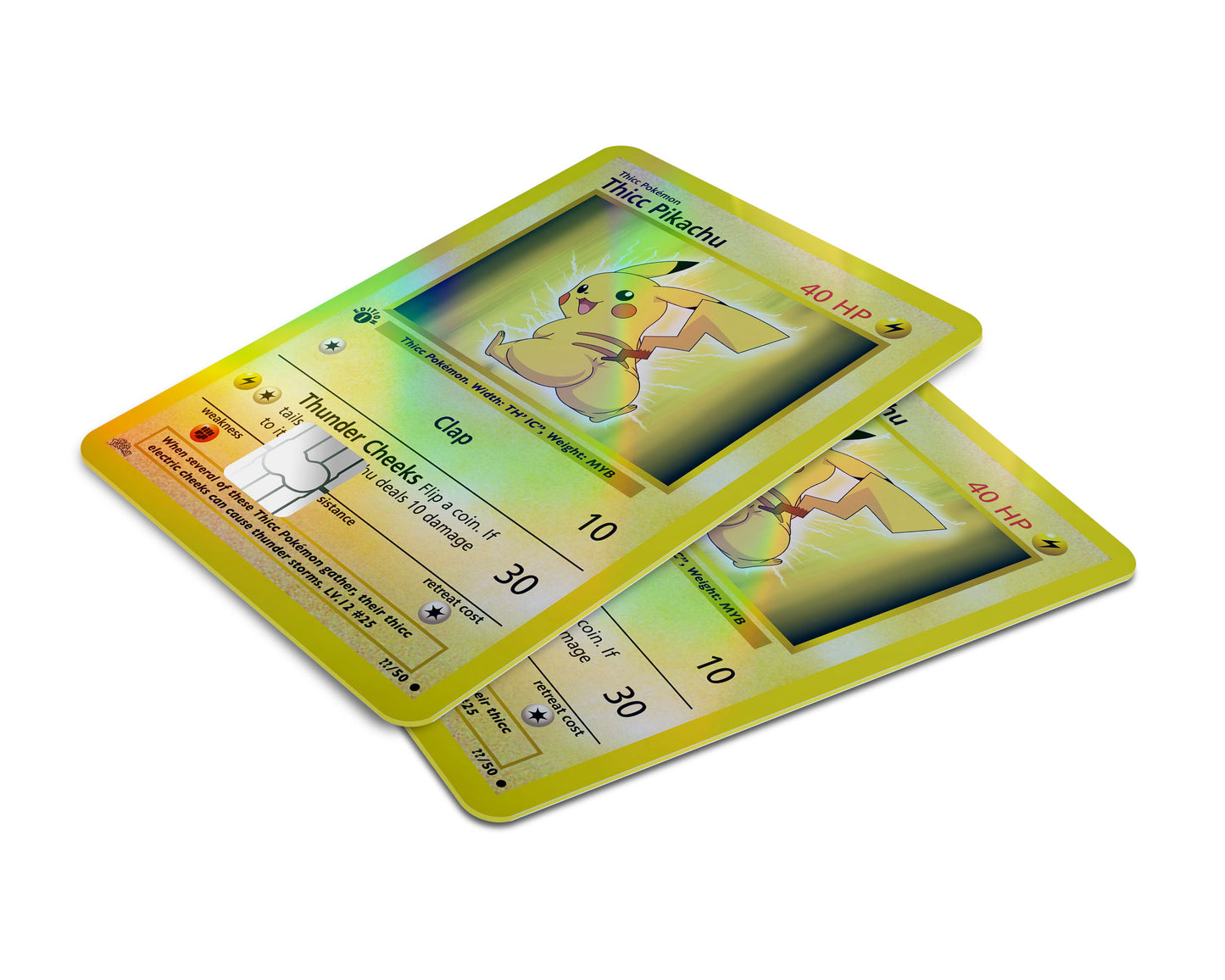 Thicc Pikachu Pokemon Card Holographic Credit Card Skin