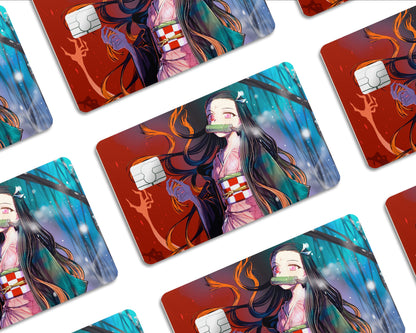 AnimeTown Credit Card Demon Slayer Demon Nezuko Half Skins - Anime Demon Slayer Skin