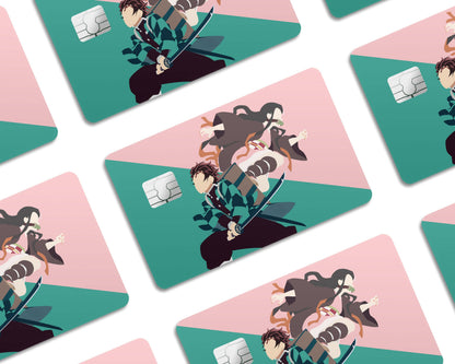 Anime Town Creations Credit Card Demon Slayer Tanjiro & Nezuko Half Skins - Anime Demon Slayer Skin