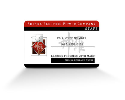 Anime Town Creations Credit Card Final Fantasy Shinra Employee ID Card Full Skins - Anime Final Fantasy Credit Card Skin