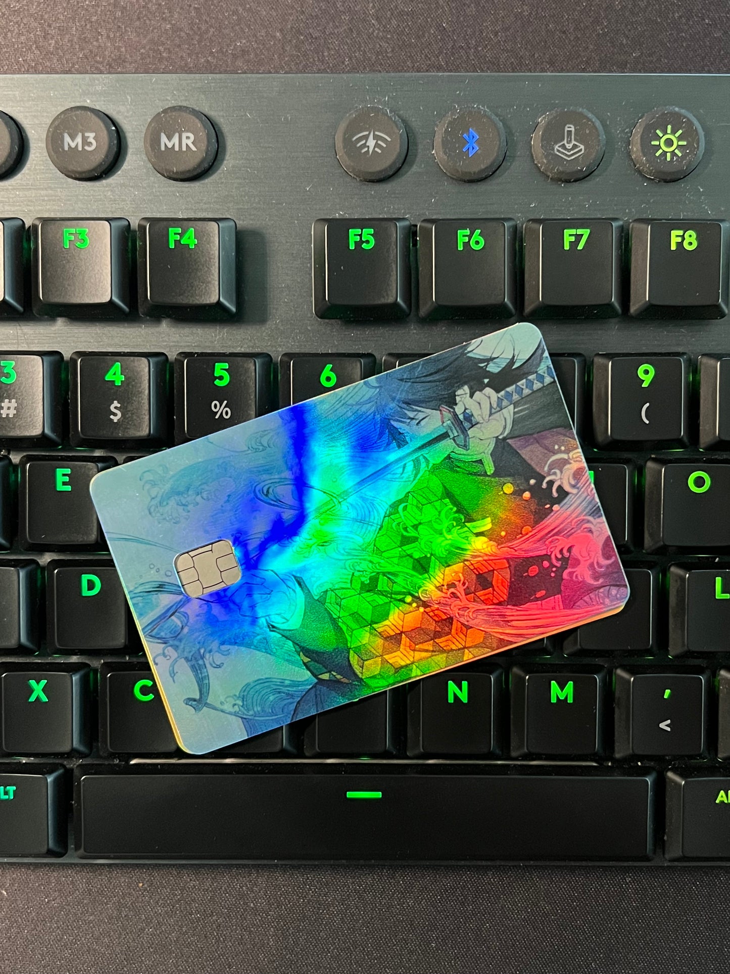 Anime Town Creations Holographic Credit Card Demon Slayer Giyu Tomioka Full Skins - Anime Demon Slayer Holographic Credit Card Skin