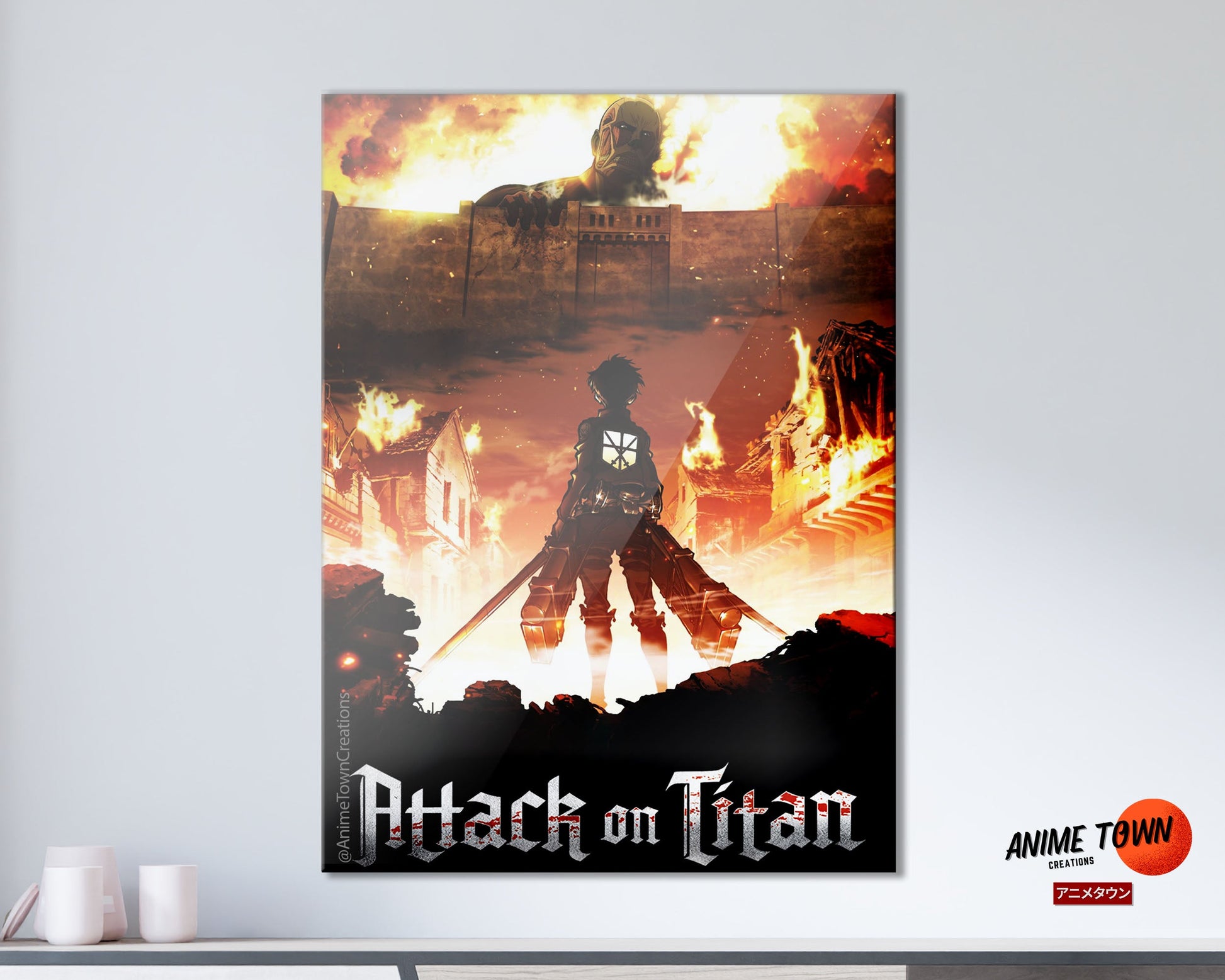 Anime Town Creations Metal Poster Attack on Titan Wall 11" x 17" Home Goods - Anime Attack on Titan Metal Poster