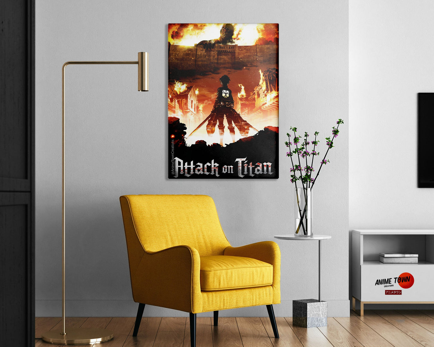 Anime Town Creations Metal Poster Attack on Titan Wall 24" x 36" Home Goods - Anime Attack on Titan Metal Poster