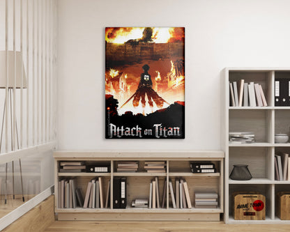 Anime Town Creations Metal Poster Attack on Titan Wall 16" x 24" Home Goods - Anime Attack on Titan Metal Poster
