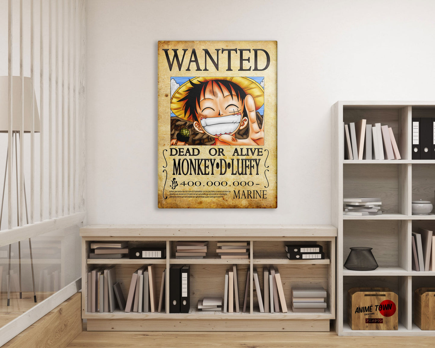 Anime Town Creations Metal Poster One Piece Luffy Wanted Poster 16" x 24" Home Goods - Anime One Piece Metal Poster