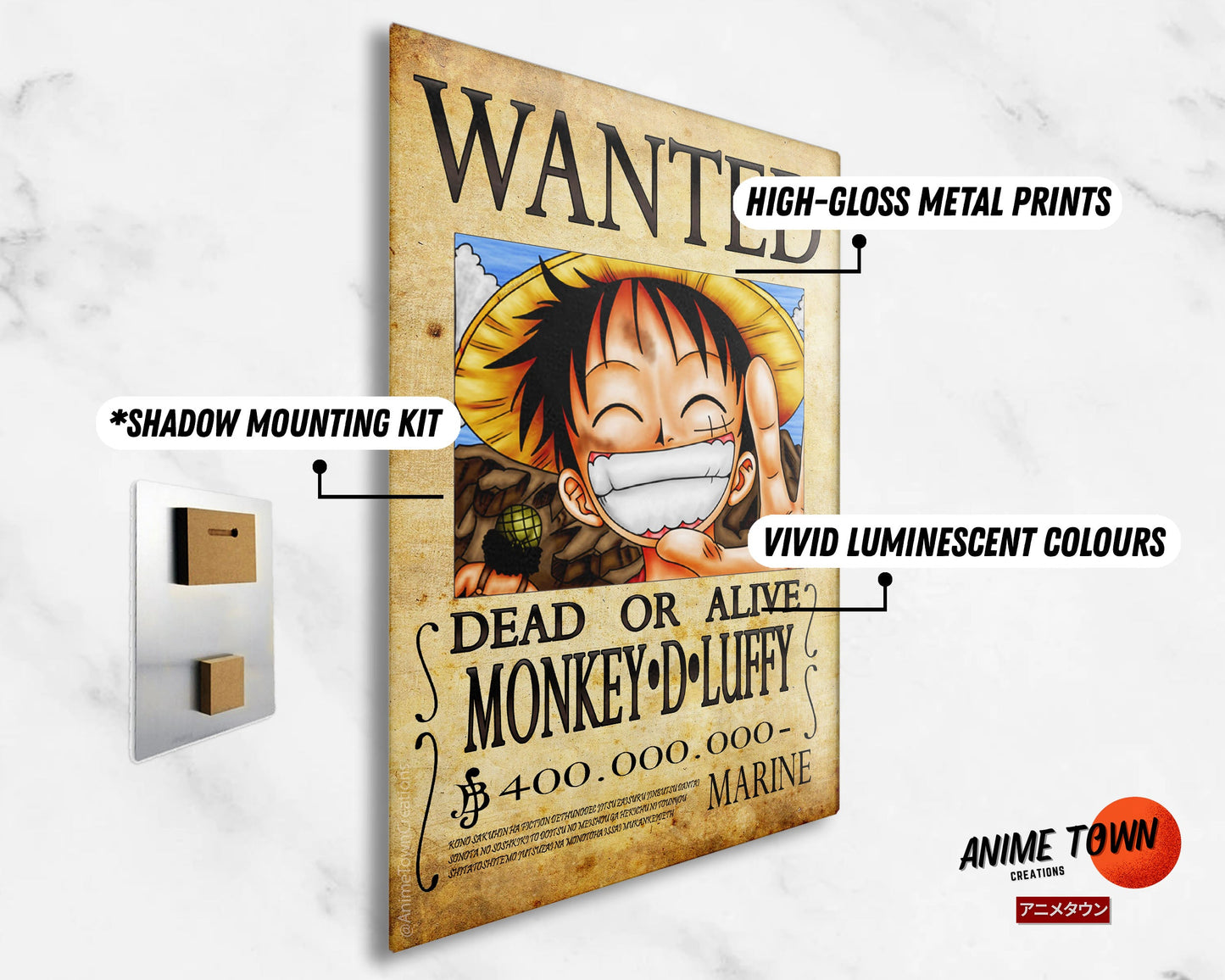 Gadget, ONE PIECE LUFFY WANTED NEW WORLD METAL PLATE, Gadgets