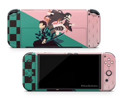 Demon Slayer Tanjiro & Nezuko Switch OLED Skin