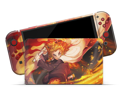 Anime Town Creations Nintendo Switch OLED Demon Slayer Kyojuro Rengoku Vinyl only Skins - Anime Demon Slayer Switch OLED Skin