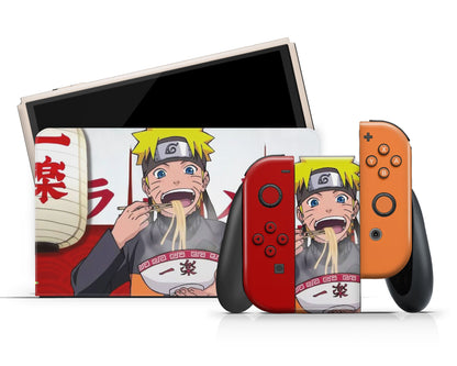 Anime Town Creations Nintendo Switch OLED Naruto Ichiraku Ramen Vinyl +Tempered Glass Skins - Anime Naruto Switch OLED Skin