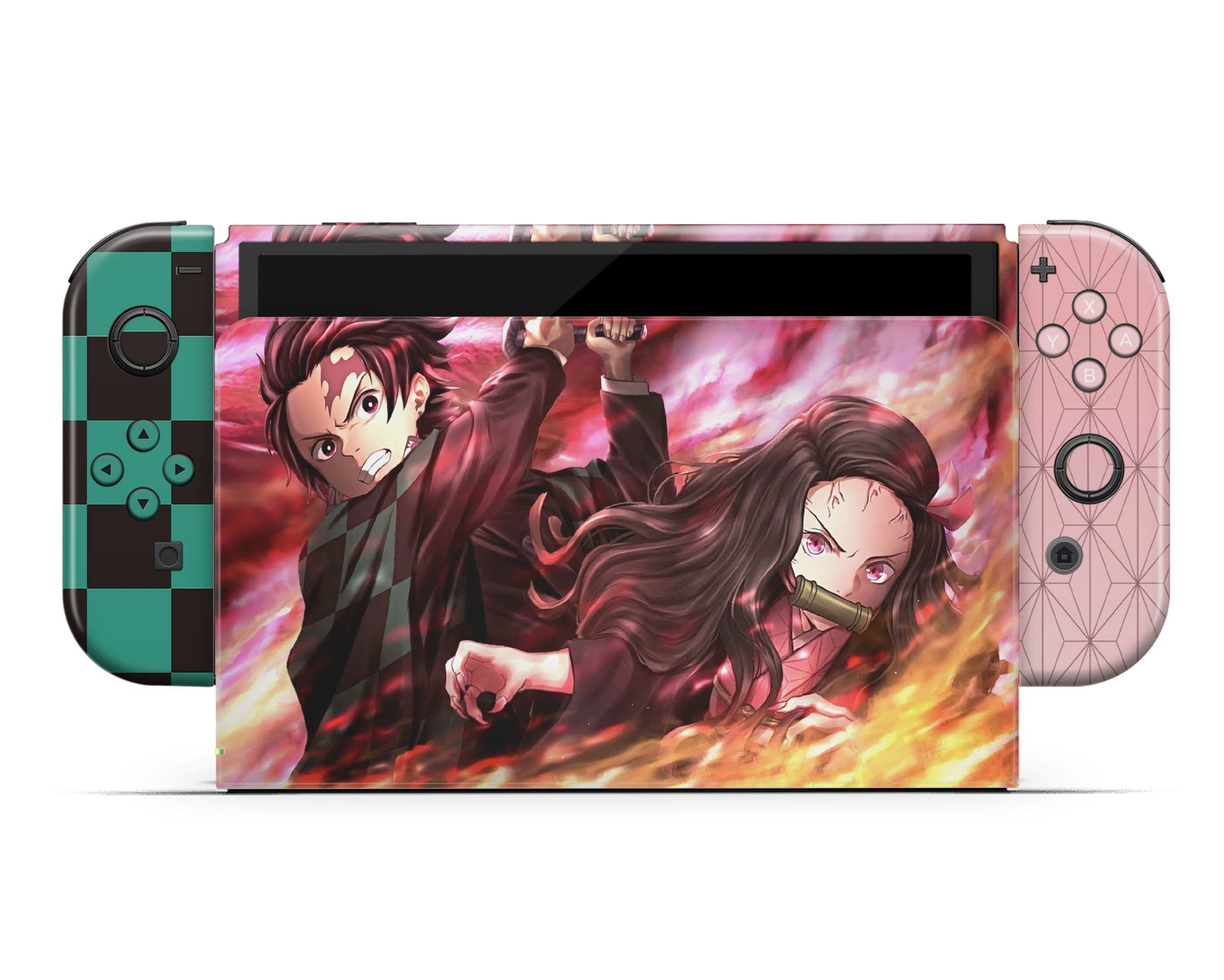 Demon Slayer Nezuko and Tanjiro Flames Nintendo Switch OLED Switch OLED ...