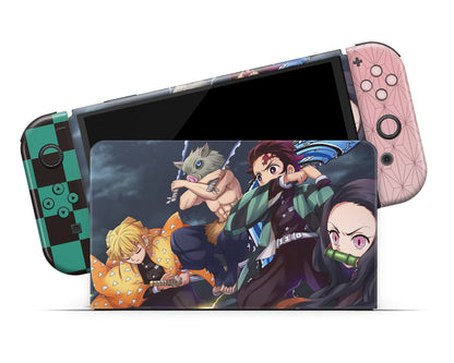 Anime Town Creations Nintendo Switch OLED Demon Slayer Mugen Train Squad Vinyl only Skins - Anime Demon Slayer Switch OLED Skin