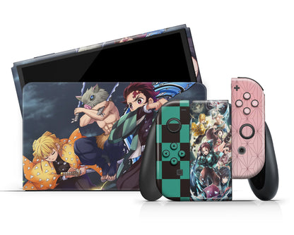 Anime Town Creations Nintendo Switch OLED Demon Slayer Mugen Train Squad Vinyl +Tempered Glass Skins - Anime Demon Slayer Switch OLED Skin