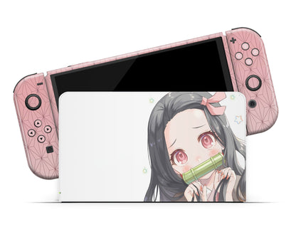 Anime Town Creations Nintendo Switch OLED Demon Slayer Kawaii Nezuko Vinyl only Skins - Anime Demon Slayer Switch OLED Skin