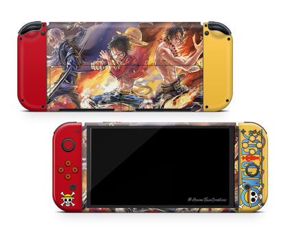 One Piece Luffy Flames Switch OLED Skin