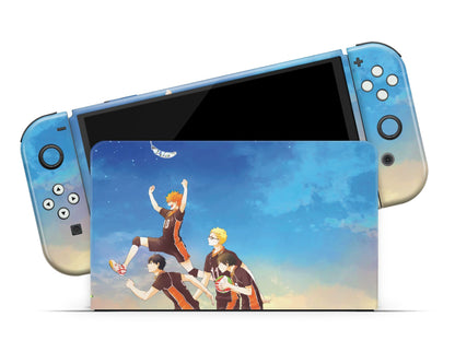 Anime Town Creations Nintendo Switch OLED Haikyuu Blue Skies Vinyl only Skins - Anime Haikyuu Switch OLED Skin