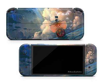 Anime Town Creations Nintendo Switch OLED One Piece A Thousand Sunny Vinyl +Tempered Glass Skins - Anime One Piece Switch OLED Skin