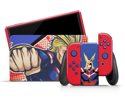 Anime Town Creations Nintendo Switch OLED My Hero Academia All Might Vinyl +Tempered Glass Skins - Anime My Hero Academia Switch OLED Skin