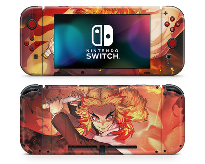 Nintendo Nintendo Switch Demon Slayer Kyojuro Rengoku Vinyl +Tempered Glass Skins - Anime Demon Slayer Skin