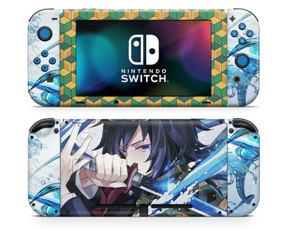 Nintendo Nintendo Switch Demon Slayer Giyu Tomioka Vinyl +Tempered Glass Skins - Anime Demon Slayer Skin